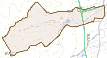 岩内町とその周辺の地図。町の範囲を重ねている