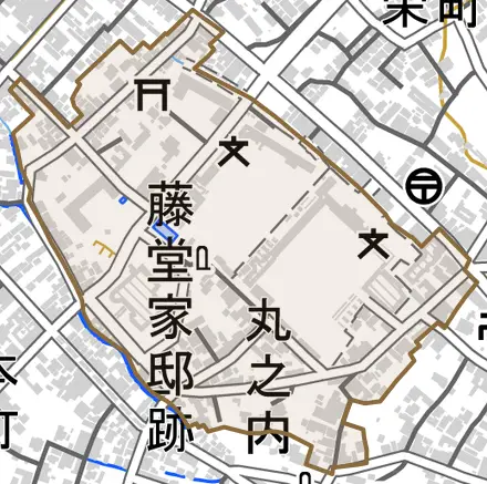 丸之内とその周辺の地図。町の範囲を重ねている