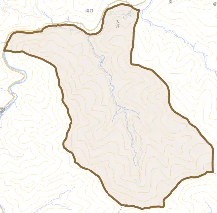 大井とその周辺の地図。町の範囲を重ねている