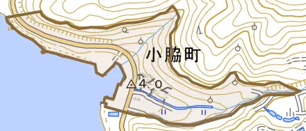 小脇町とその周辺の地図。町の範囲を重ねている