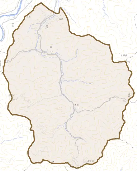 永会とその周辺の地図。町の範囲を重ねている