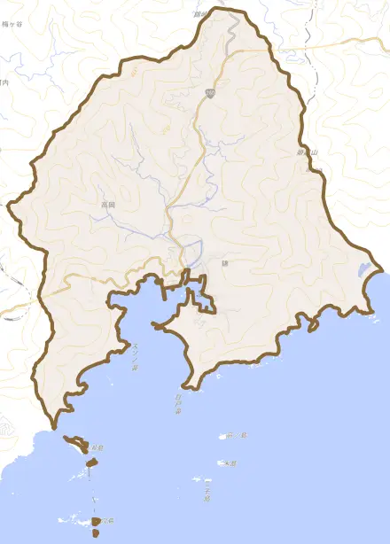 錦とその周辺の地図。町の範囲を重ねている