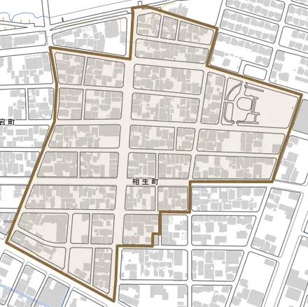 相生町とその周辺の地図。町の範囲を重ねている