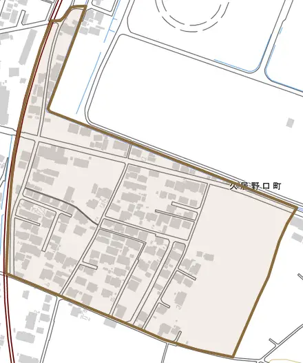 久居野口町とその周辺の地図。町の範囲を重ねている