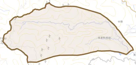 美里町桂畑とその周辺の地図。町の範囲を重ねている