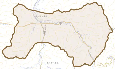 美杉町上多気とその周辺の地図。町の範囲を重ねている