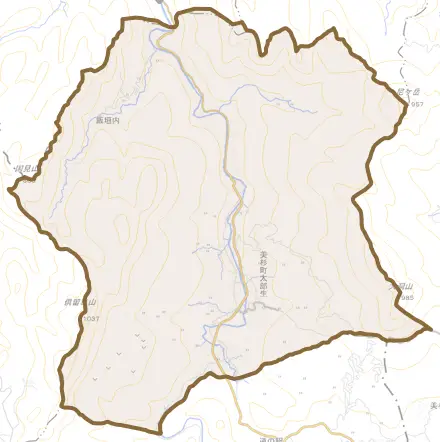 美杉町太郎生とその周辺の地図。町の範囲を重ねている