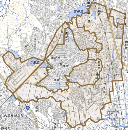 垂水とその周辺の地図。町の範囲を重ねている