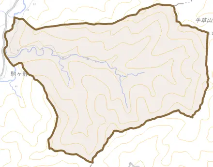 火打石とその周辺の地図。町の範囲を重ねている