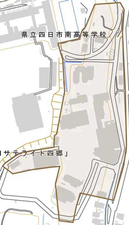 中之瀬古町とその周辺の地図。町の範囲を重ねている