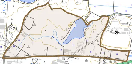 中野町高原とその周辺の地図。町の範囲を重ねている