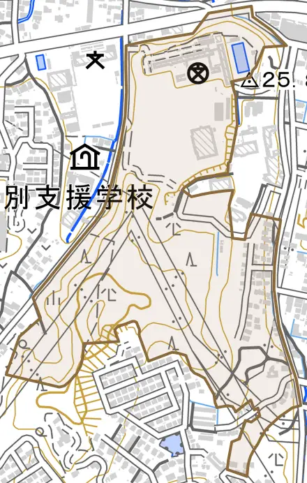 南日永町とその周辺の地図。町の範囲を重ねている
