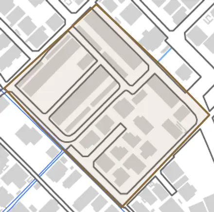 四五六町とその周辺の地図。町の範囲を重ねている