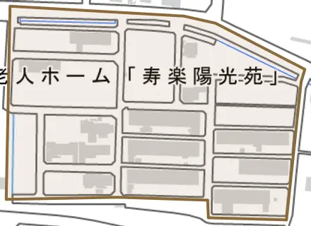 泊ケ丘町とその周辺の地図。町の範囲を重ねている