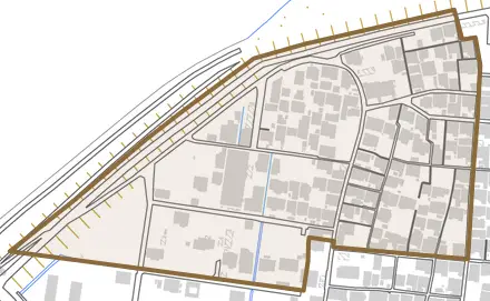 磯津北町とその周辺の地図。町の範囲を重ねている