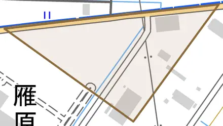 字雁原とその周辺の地図。町の範囲を重ねている