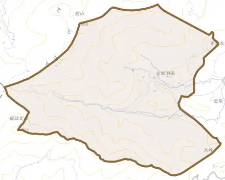 赤岩羽田とその周辺の地図。町の範囲を重ねている