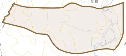 台とその周辺の地図。町の範囲を重ねている