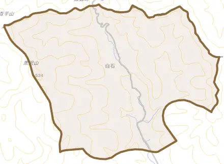 上西側とその周辺の地図。町の範囲を重ねている