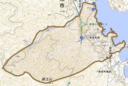 唐桑町舘とその周辺の地図。町の範囲を重ねている