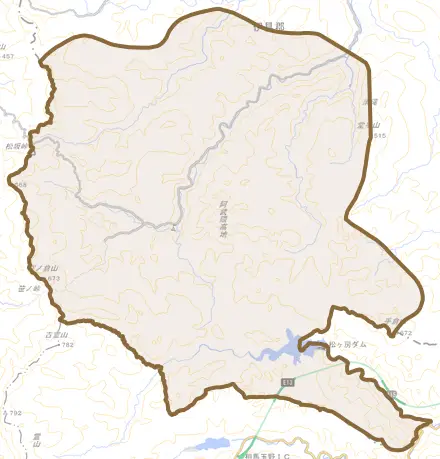 筆甫とその周辺の地図。町の範囲を重ねている