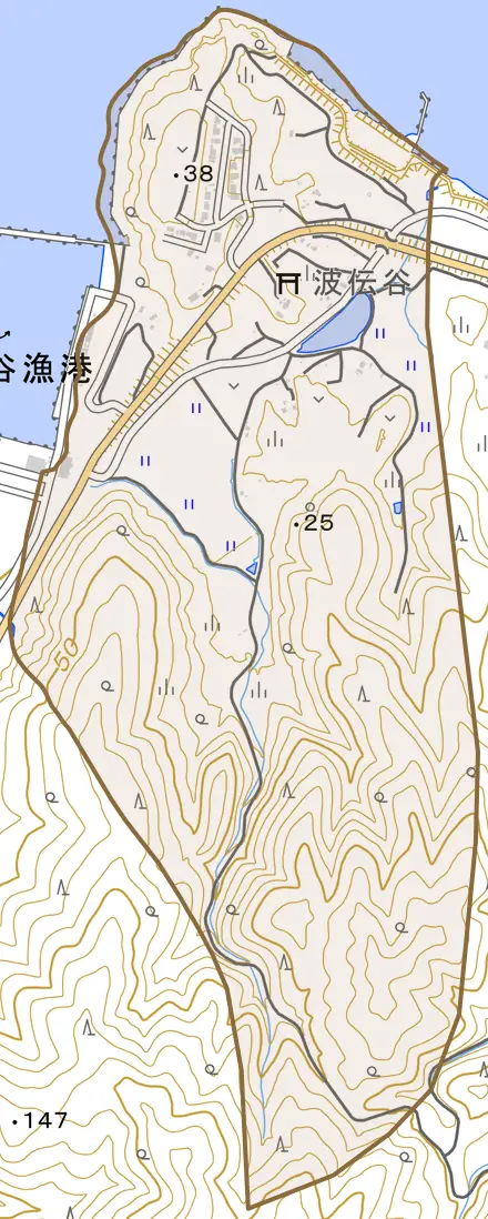 戸倉とその周辺の地図。町の範囲を重ねている