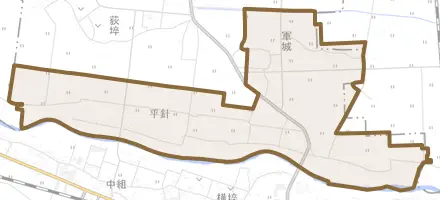 平針とその周辺の地図。町の範囲を重ねている