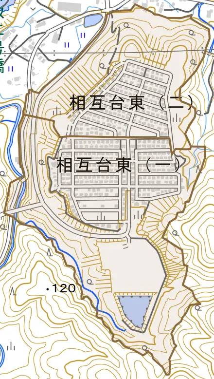 相互台東とその周辺の地図。町の範囲を重ねている