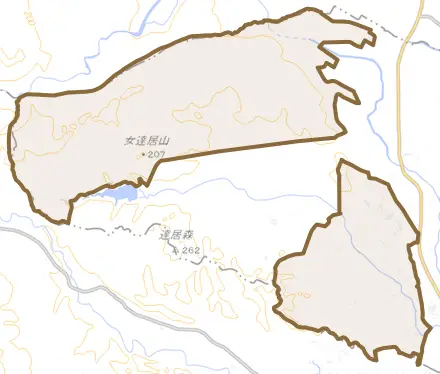 大瓜とその周辺の地図。町の範囲を重ねている