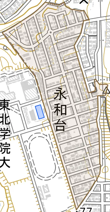 永和台とその周辺の地図。町の範囲を重ねている