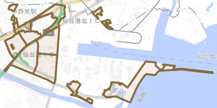 中野とその周辺の地図。町の範囲を重ねている