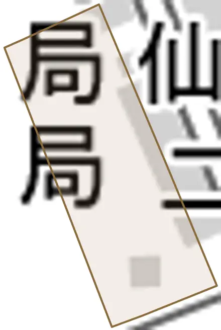 二十人町通とその周辺の地図。町の範囲を重ねている