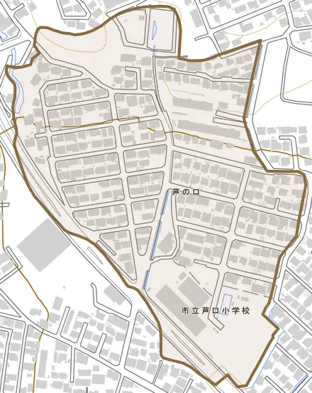 芦の口とその周辺の地図。町の範囲を重ねている