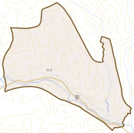 字滑津とその周辺の地図。町の範囲を重ねている