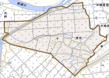 清水とその周辺の地図。町の範囲を重ねている