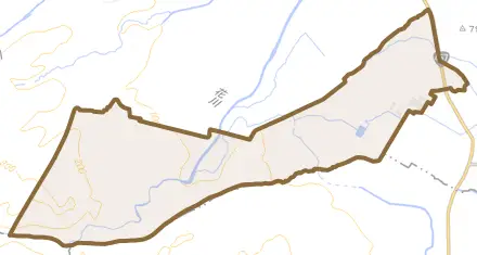 王城寺とその周辺の地図。町の範囲を重ねている
