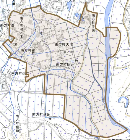 南方町鴻ノ木とその周辺の地図。町の範囲を重ねている