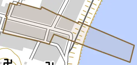 登米町寺池中町とその周辺の地図。町の範囲を重ねている