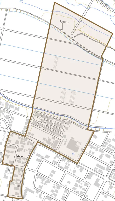 今市とその周辺の地図。町の範囲を重ねている