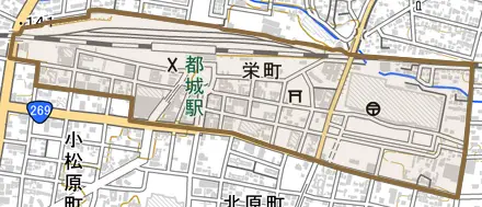 栄町とその周辺の地図。町の範囲を重ねている