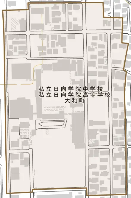 大和町とその周辺の地図。町の範囲を重ねている