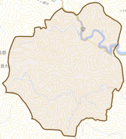 大字横野とその周辺の地図。町の範囲を重ねている