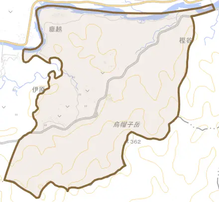 上三輪町とその周辺の地図。町の範囲を重ねている