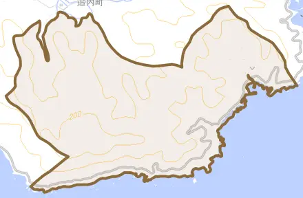 神戸町とその周辺の地図。町の範囲を重ねている