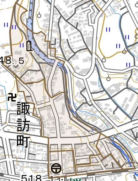 大門町とその周辺の地図。町の範囲を重ねている