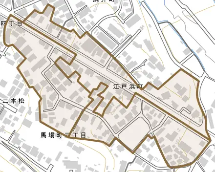 江戸浜町とその周辺の地図。町の範囲を重ねている
