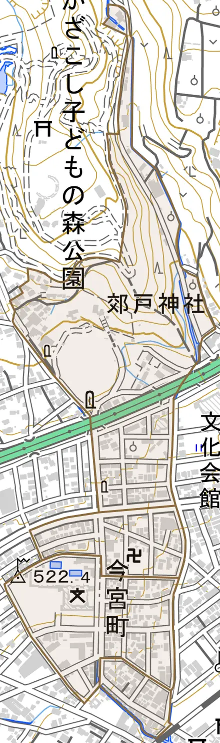 今宮町とその周辺の地図。町の範囲を重ねている