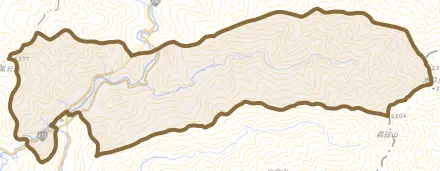 南信濃和田とその周辺の地図。町の範囲を重ねている