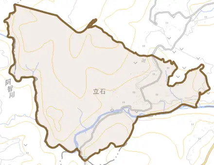 立石とその周辺の地図。町の範囲を重ねている