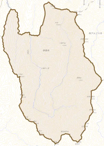 長谷浦とその周辺の地図。町の範囲を重ねている